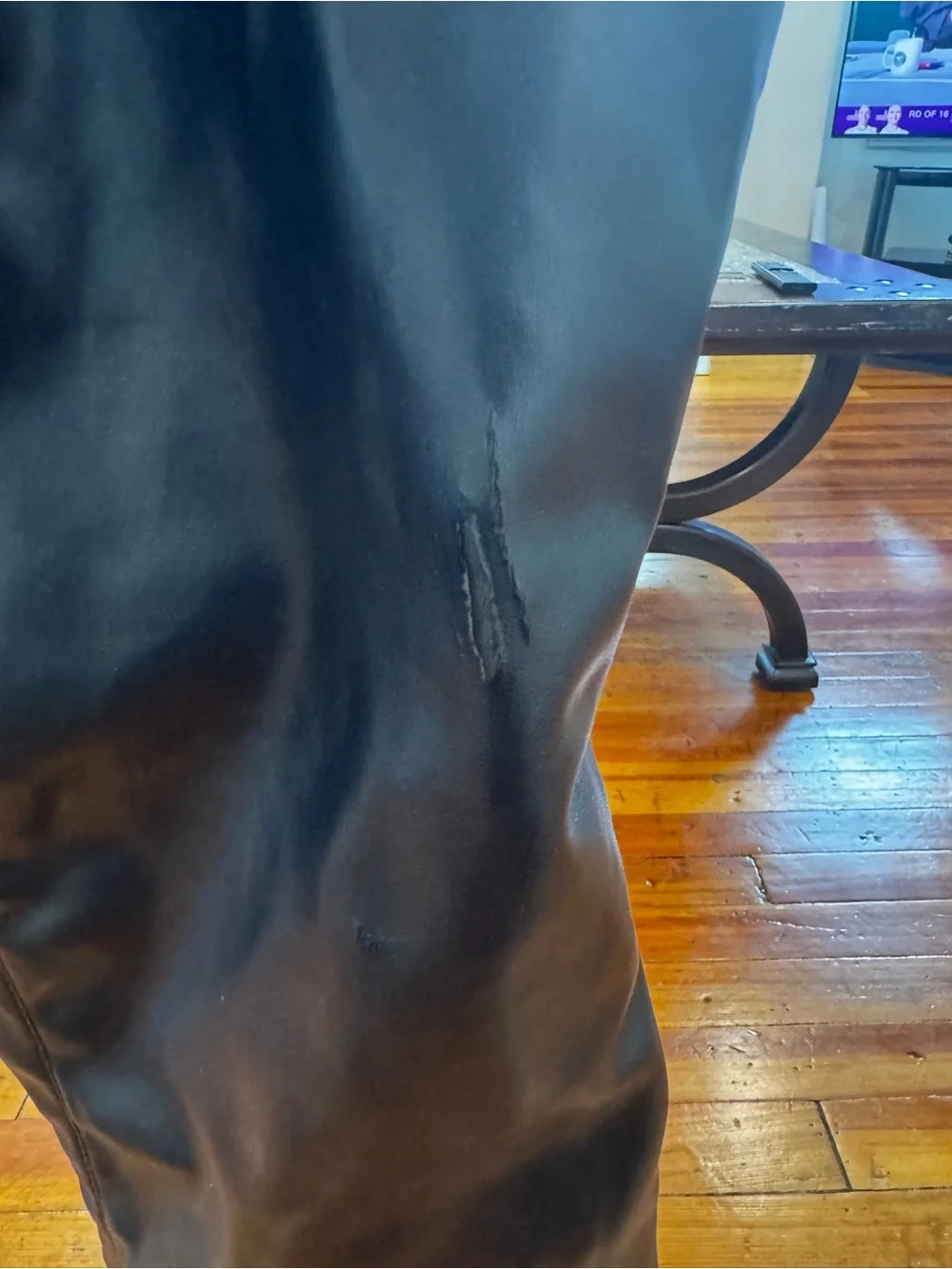 Black Over-the-Knee Square-Toe Faux Leather Boots